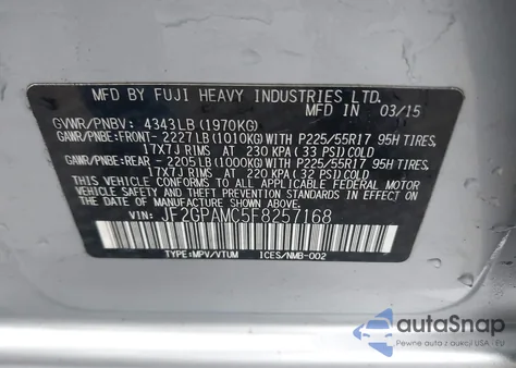 2015 Subaru Xv Crosstrek 2.0I Limited from USA, damaged, VIN JF2GPAMC5F8257168